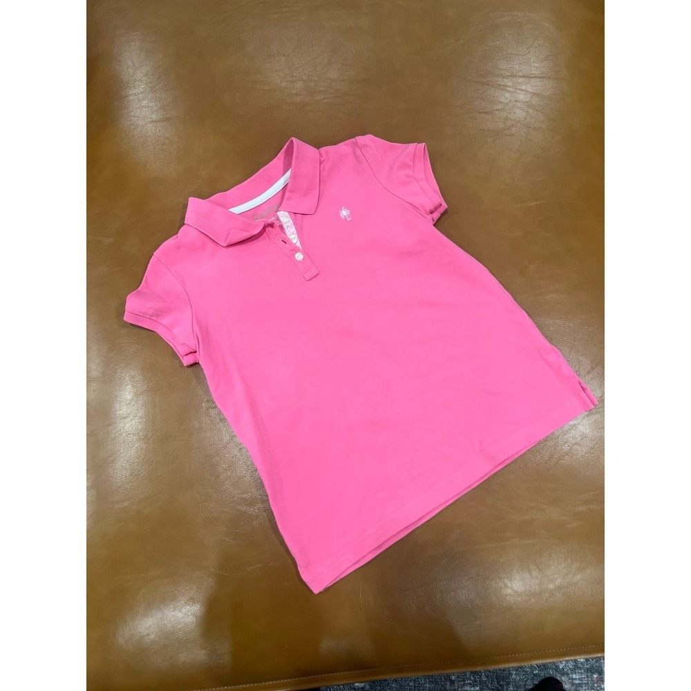 Lilly Pulitzer‎ short-sleeve polo shirt in pink embroidered palm tree girls 10